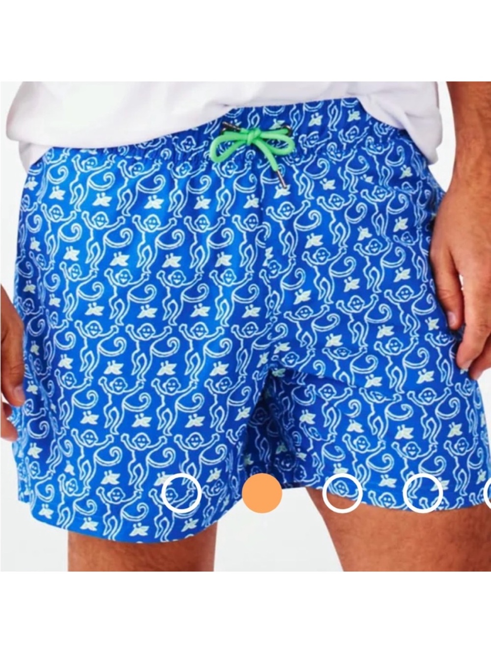 Roller Rabbit Blue Monkey Print Swim Trunks